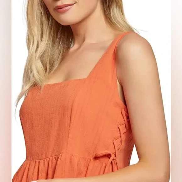 Lost + Wander • NWT Orange Miss Marmalade Tiered Mini Dress Sz XS Smocked - Picture 3 of 16